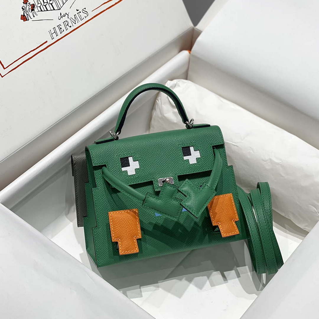 Hermes Kelly Doll Quelle Idole Picto Mauve Sylvestre Epsom with Palladium Hardware H230306