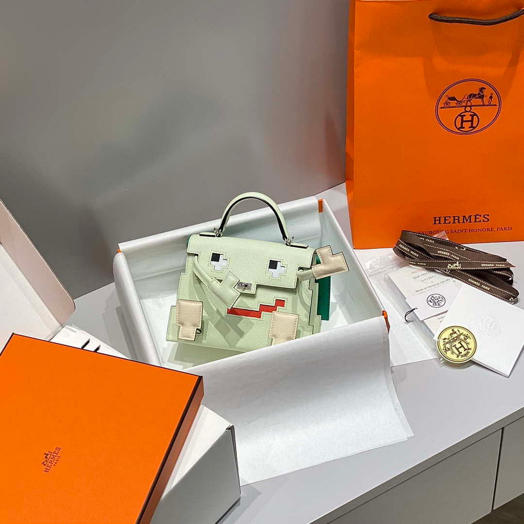 Hermes Kelly Doll Quelle Idole Picto Mauve Sylvestre Epsom with Palladium Hardware H230307