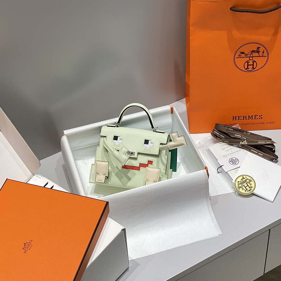 Hermes Kelly Doll Quelle Idole Picto Mauve Sylvestre Epsom with Palladium Hardware H230307