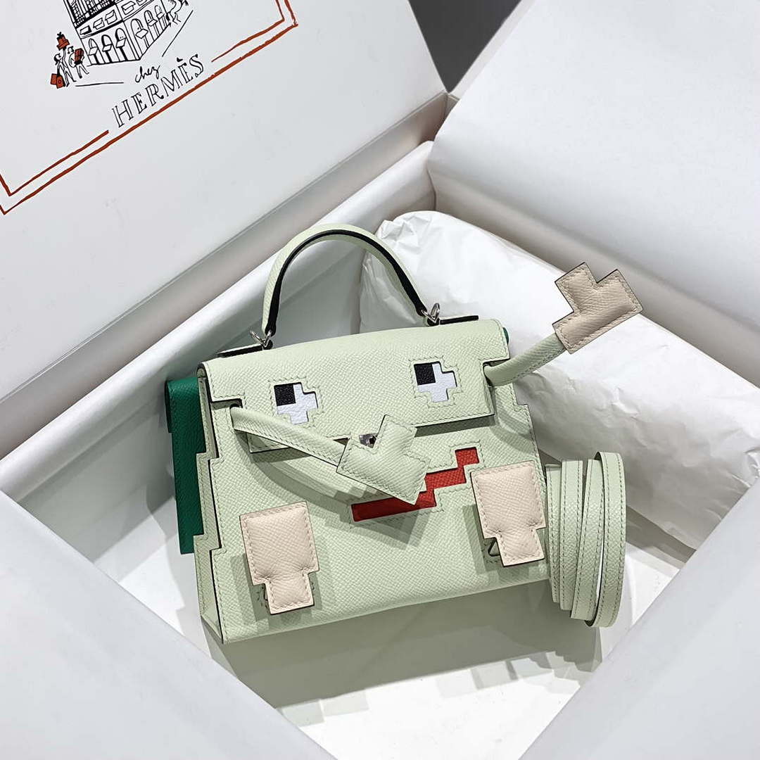 Hermes Kelly Doll Quelle Idole Picto Mauve Sylvestre Epsom with Palladium Hardware H230307