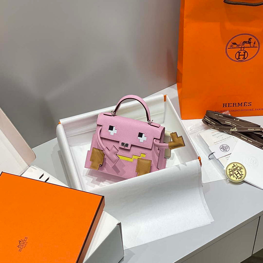 Hermes Kelly Doll Quelle Idole Picto Mauve Sylvestre Epsom with Palladium Hardware H230308