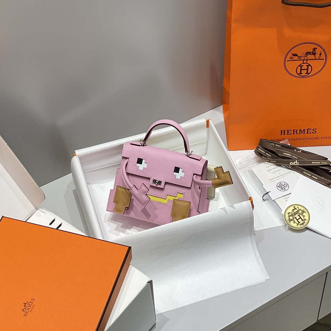 Hermes Kelly Doll Quelle Idole Picto Mauve Sylvestre Epsom with Palladium Hardware H230308