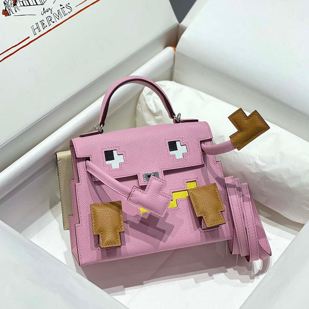 Hermes Kelly Doll Quelle Idole Picto Mauve Sylvestre Epsom with Palladium Hardware H230308