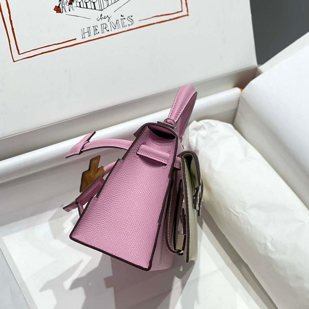 Hermes Kelly Doll Quelle Idole Picto Mauve Sylvestre Epsom with Palladium Hardware H230308