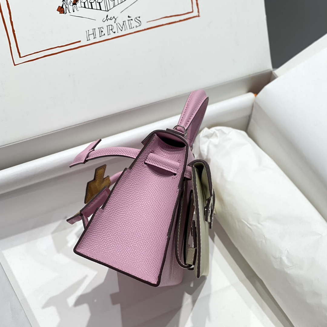 Hermes Kelly Doll Quelle Idole Picto Mauve Sylvestre Epsom with Palladium Hardware H230308
