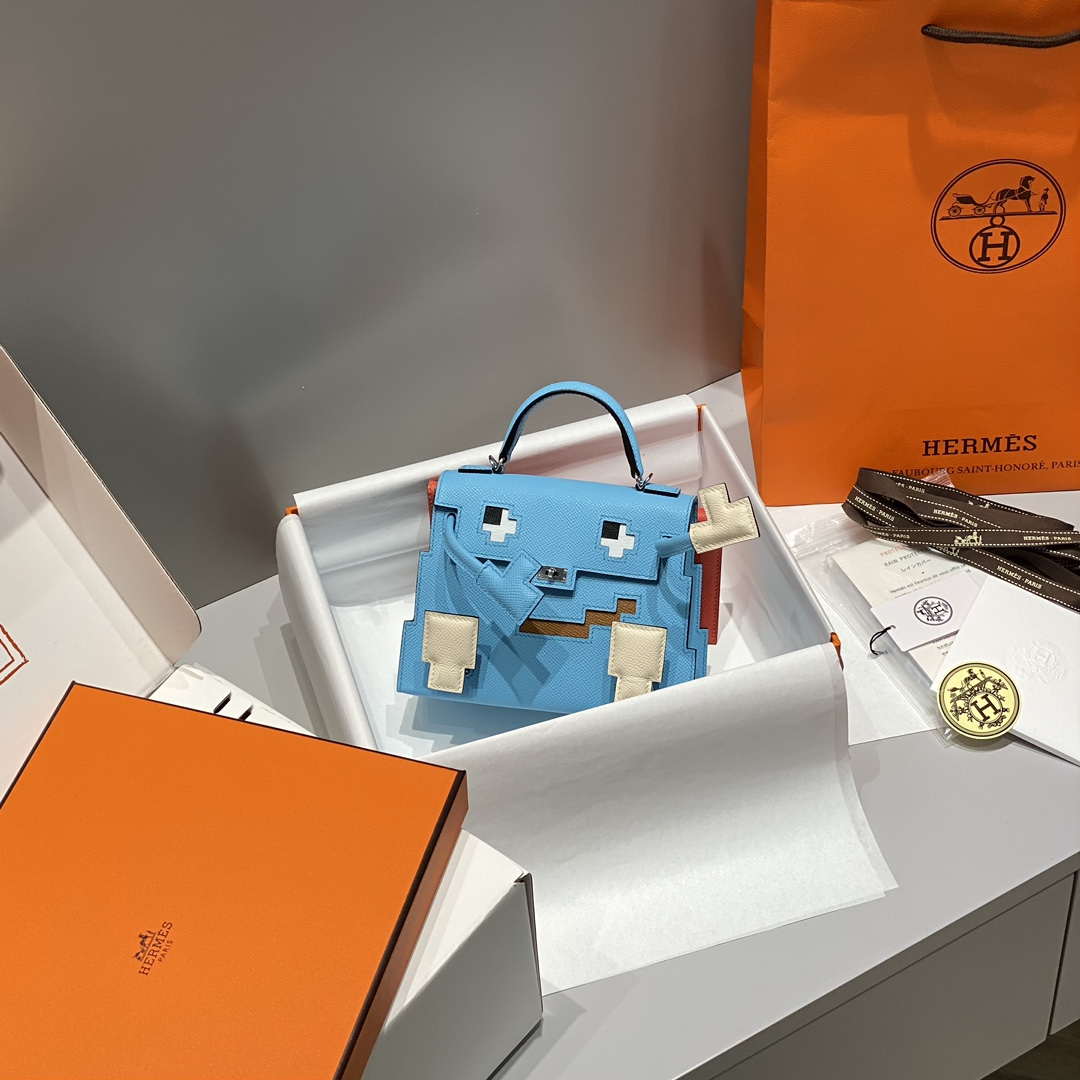 Hermes Kelly Doll Quelle Idole Picto Mauve Sylvestre Epsom with Palladium Hardware H230309