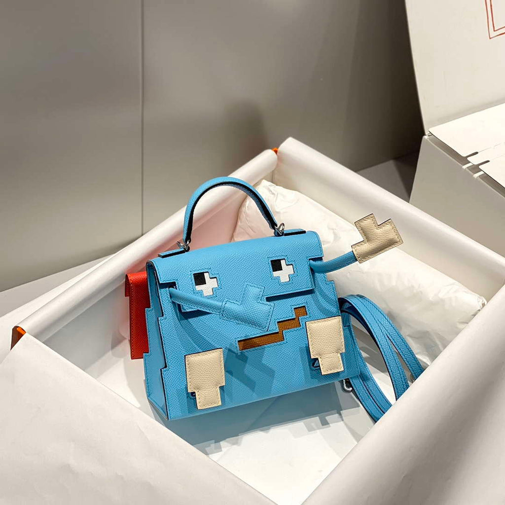 Hermes Kelly Doll Quelle Idole Picto Mauve Sylvestre Epsom with Palladium Hardware H230309