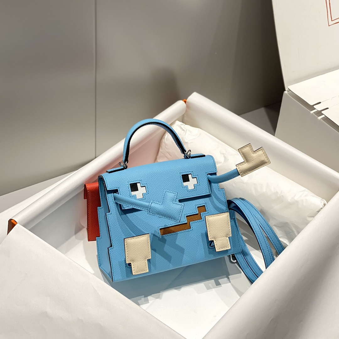 Hermes Kelly Doll Quelle Idole Picto Mauve Sylvestre Epsom with Palladium Hardware H230309