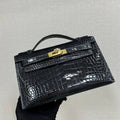 Hermes Kelly Pouchette Glossy crocodile Leather clutch bag H231020