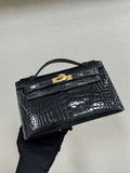 Hermes Kelly Pouchette Glossy crocodile Leather clutch bag H231020