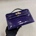 Hermes Kelly Pouchette Glossy crocodile Leather clutch bag H231022