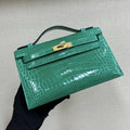 Hermes Kelly Pouchette Glossy crocodile Leather clutch bag H231023