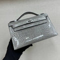 Hermes Kelly Pouchette Glossy crocodile Leather clutch bag H231024