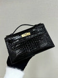 Hermes Kelly Pouchette Glossy crocodile Leather clutch bag H231026