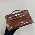 Hermes Kelly Pouchette Glossy crocodile Leather clutch bag H231029