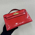 Hermes Kelly Pouchette Glossy crocodile Leather clutch bag H231030