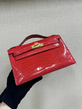 Hermes Kelly Pouchette Glossy crocodile Leather clutch bag H231030