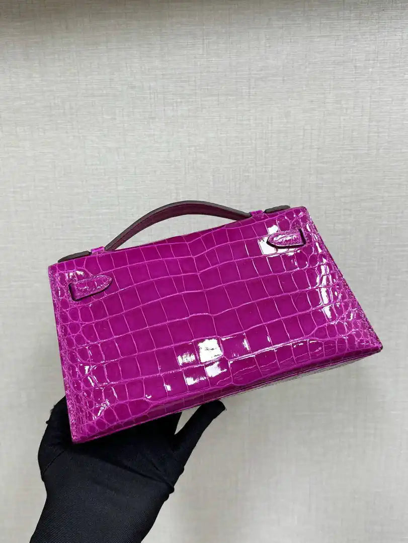 Hermes Kelly Pouchette Glossy crocodile Leather clutch bag H231032