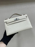 Hermes Kelly Pouchette Matte crocodile Leather clutch bag H231033