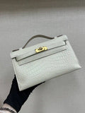 Hermes Kelly Pouchette Matte crocodile Leather clutch bag H231037
