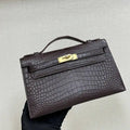 Hermes Kelly Pouchette Matte crocodile Leather clutch bag H231039