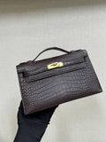 Hermes Kelly Pouchette Matte crocodile Leather clutch bag H231039