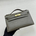 Hermes Kelly Pouchette Matte crocodile Leather clutch bag H231040