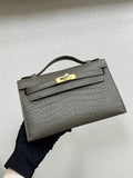 Hermes Kelly Pouchette Matte crocodile Leather clutch bag H231040