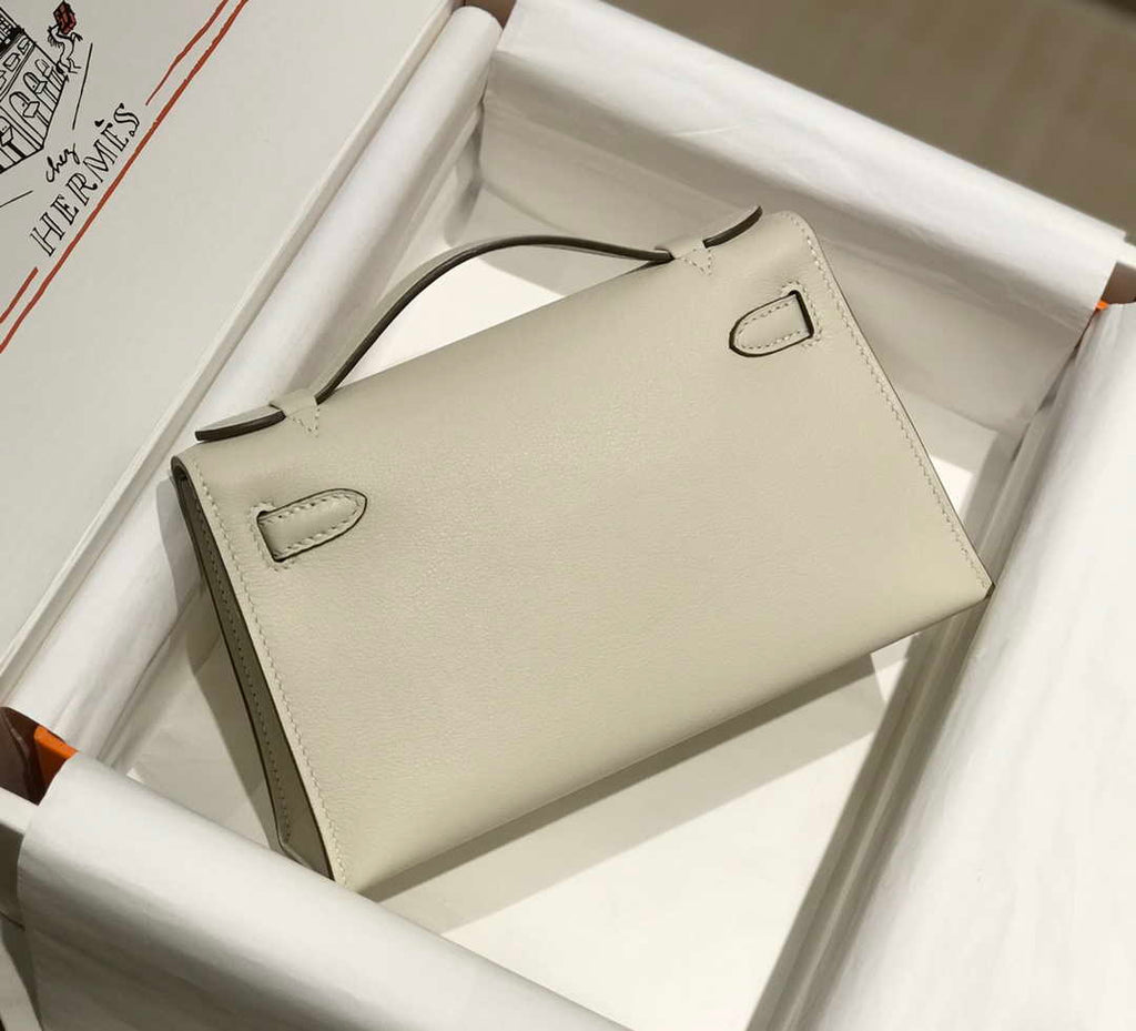 Hermes Kelly Pouchette Swift Leather clutch bag Gold H230266