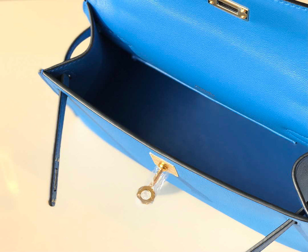 Hermes Kelly Pouchette Swift Leather clutch bag Gold H230267