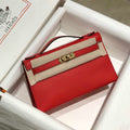 Hermes Kelly Pouchette Swift Leather clutch bag Gold H230268 - Default Title - View 1