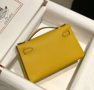 Hermes Kelly Pouchette Swift Leather clutch bag Gold H230269 - Default Title - View 3