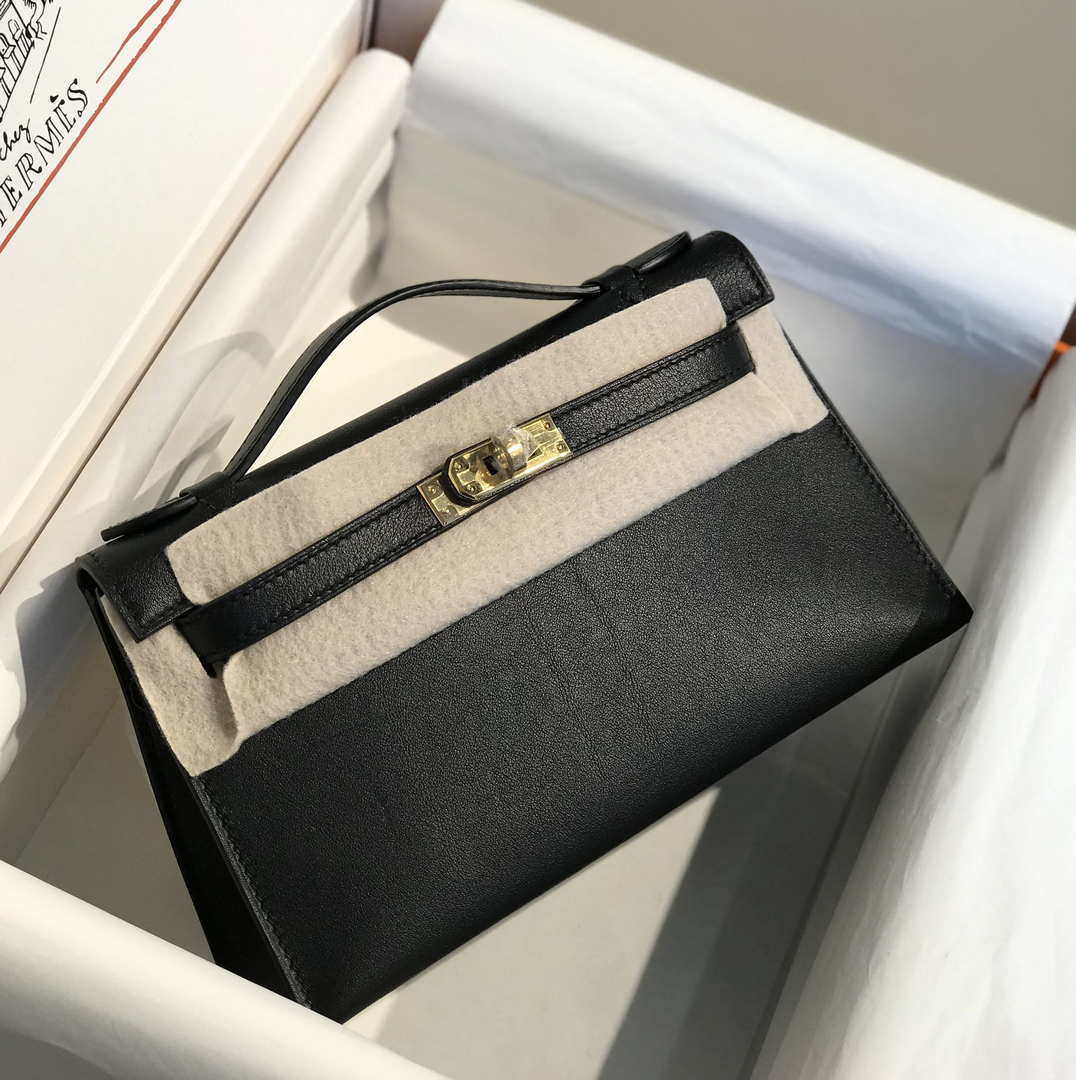 Hermes Kelly Pouchette Swift Leather clutch bag Gold H230270 - Default Title - View 1