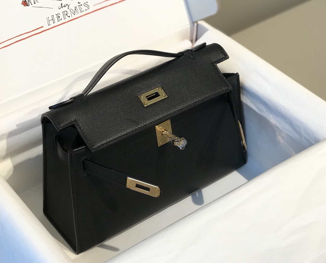 Hermes Kelly Pouchette Swift Leather clutch bag Gold H230270 - Default Title - View 4