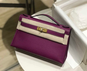 Hermes Kelly Pouchette Swift Leather clutch bag Gold H230273 - Default Title - View 3