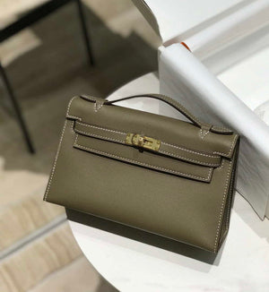 Hermes Kelly Pouchette Swift Leather clutch bag Gold H230274 - Default Title - View 3