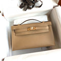 Hermes Kelly Pouchette Swift Leather clutch bag Gold H230289 - Default Title - View 1