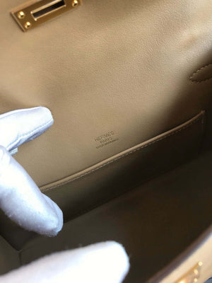 Hermes Kelly Pouchette Swift Leather clutch bag Gold H230289 - Default Title - View 9
