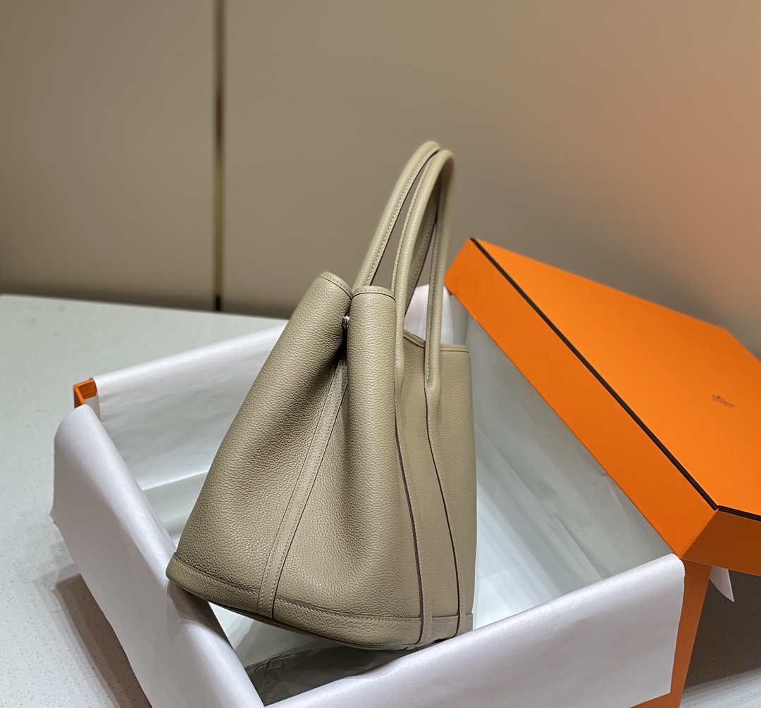 Hermes Light Gray Togo Medium Garden Party 36cm Bag H239056