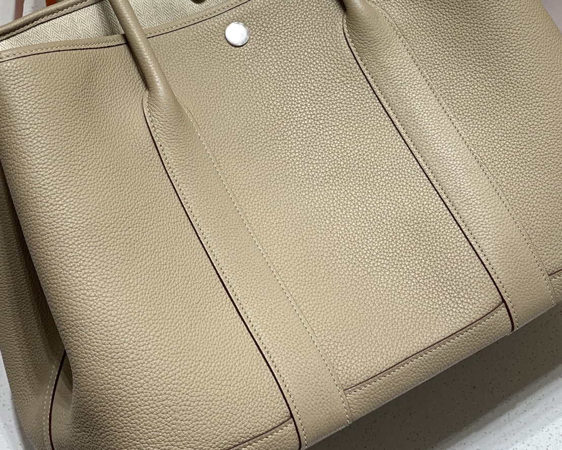 Hermes Light Gray Togo Medium Garden Party 36cm Bag H239056
