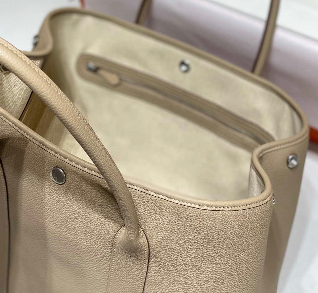 Hermes Light Gray Togo Medium Garden Party 36cm Bag H239056
