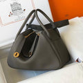 Hermes Lindy 26cm Designer Tote Shoulder Bags Gray Gold - luxibagsmall