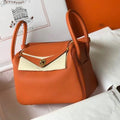 Hermes Lindy 26cm Designer Tote Shoulder Bags Orange Gold - luxibagsmall