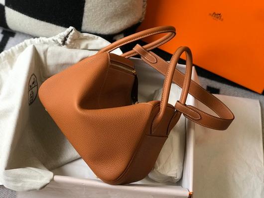 Hermes Lindy 26cm Designer Tote Shoulder Bags Tan - luxibagsmall