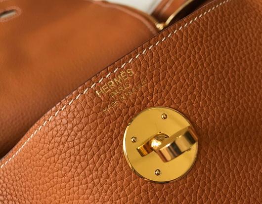 Hermes Lindy 26cm Designer Tote Shoulder Bags Tan - luxibagsmall