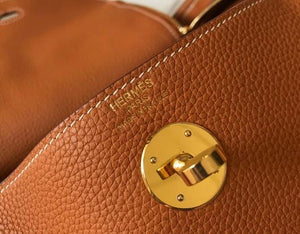 Hermes Lindy 26cm Designer Tote Shoulder Bags Tan - luxibagsmall