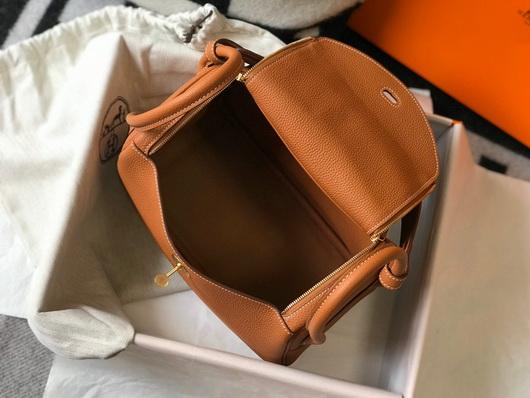 Hermes Lindy 26cm Designer Tote Shoulder Bags Tan - luxibagsmall