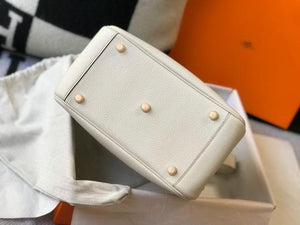 Hermes Lindy 26cm Designer Tote Shoulder Bags Wihte Gold - luxibagsmall