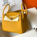 Hermes Lindy 26cm Designer Tote Shoulder Bags Yellow Gold - luxibagsmall