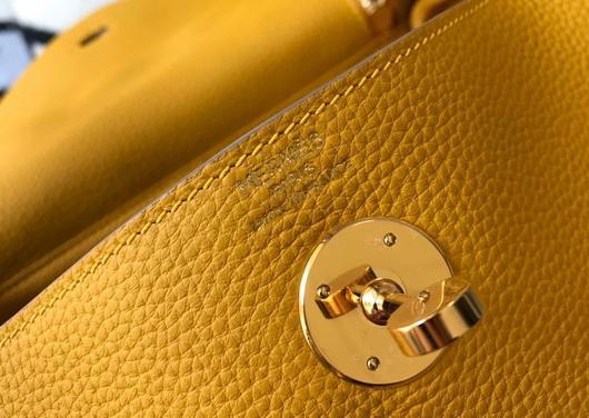 Hermes Lindy 26cm Designer Tote Shoulder Bags Yellow Gold - luxibagsmall